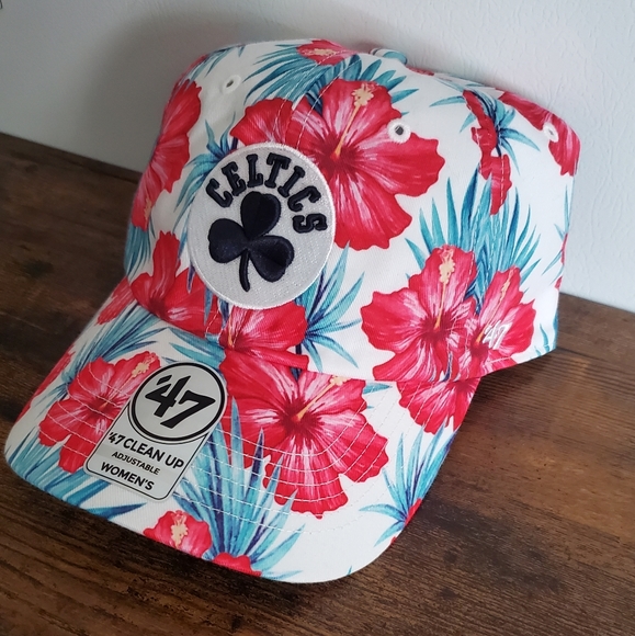 Boston Celtics Sharon Red Florial '47 Woman's Adjustable Clean Up Cap Hat - Picture 3 of 8